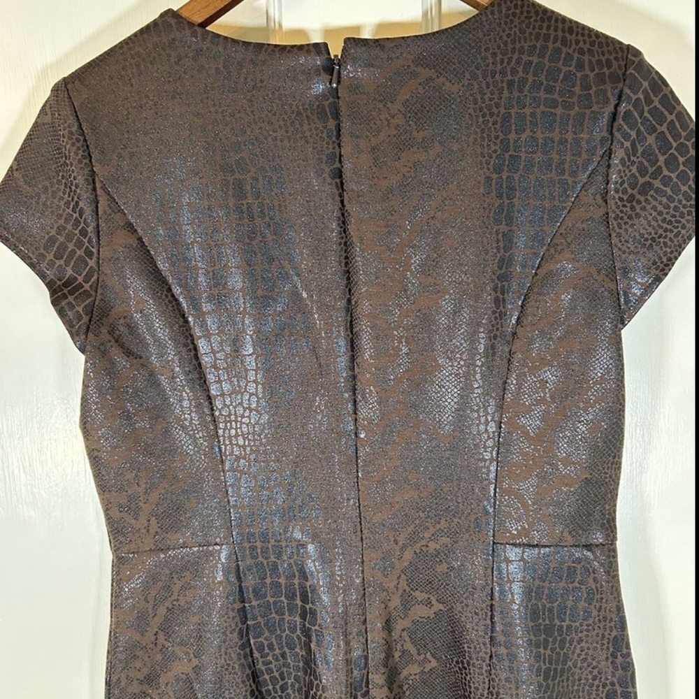 Chicos Elegant Brown Crocodile Pattern Dress - image 3